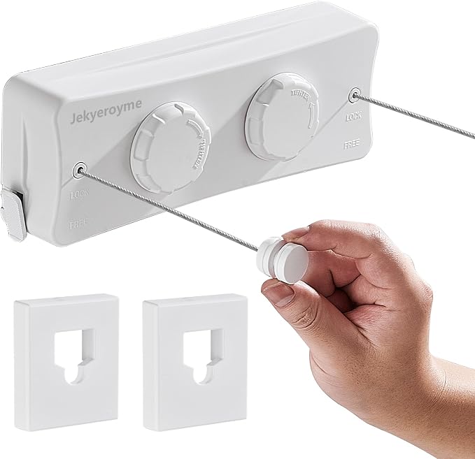 Retractable Clothesline Indoor & Outdoor, Non-Sagging Wall Mounted Drying Rack by Jekyeroyme