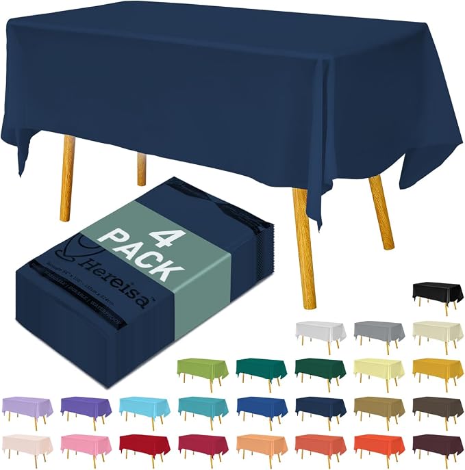 Disposable Plastic Tablecloth 54x108 Inch Rectangle by Hereisa