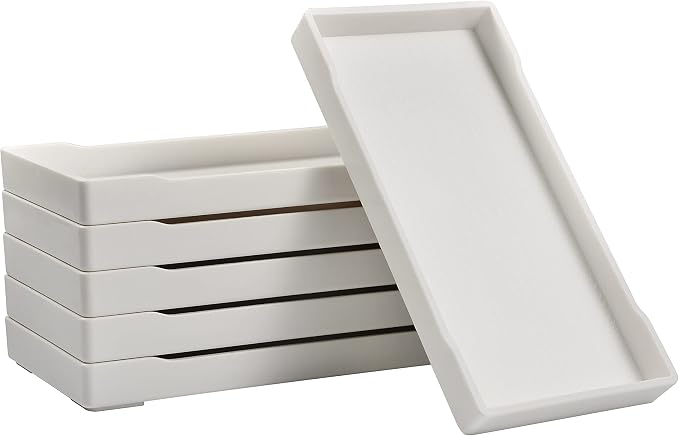 6 Packs Small White Mini Tray for Serving Accessory, Perfume or Display Use. by VCREATC-VCREATEFORCUSTOMER