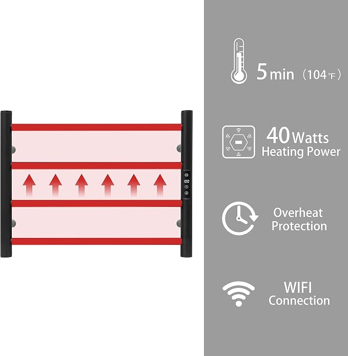KEG Smart WiFi Towel Warmer Wall Mounted - Image 5
