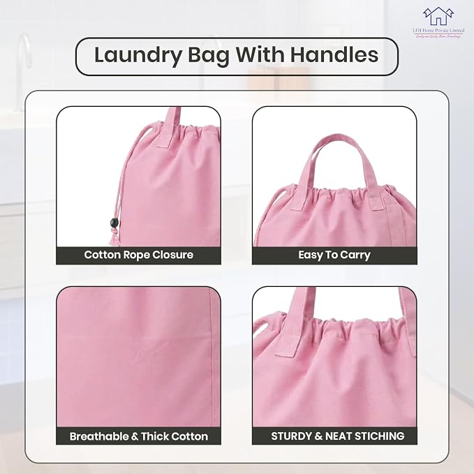 LFH Home Large Premium 1pack Cotton Canvas Laundry Bag - Image 3