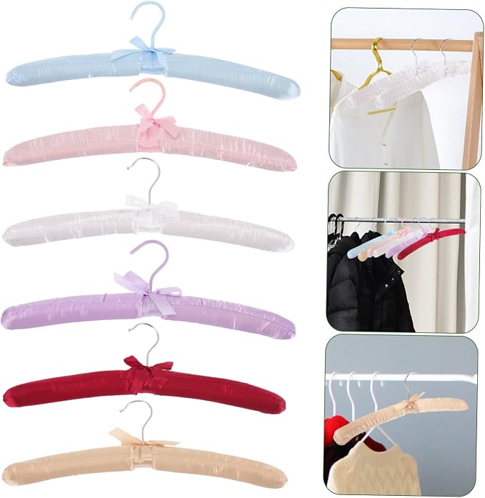 6pcs Padded Clothes Hangers Non-Slip Design Soft Satin Material - Image 2