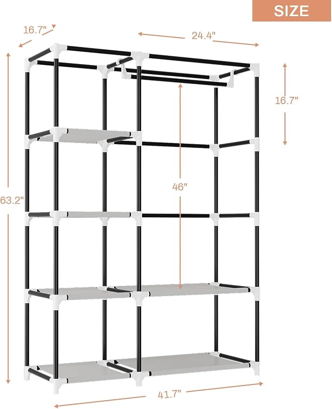 VTRIN Wardrobe Closet, 41.7 Inch Wide Portable Closets - Image 3