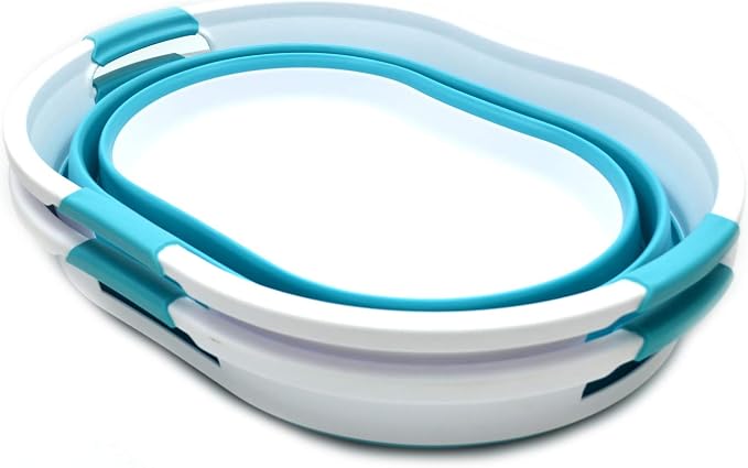'SAMMART Set of 2-36L Collapsible Oval Laundry Basket-Foldable Storage - Image 2