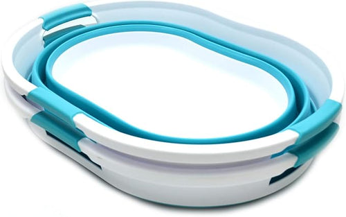 'SAMMART Set of 2-36L Collapsible Oval Laundry Basket-Foldable Storage - Image 2