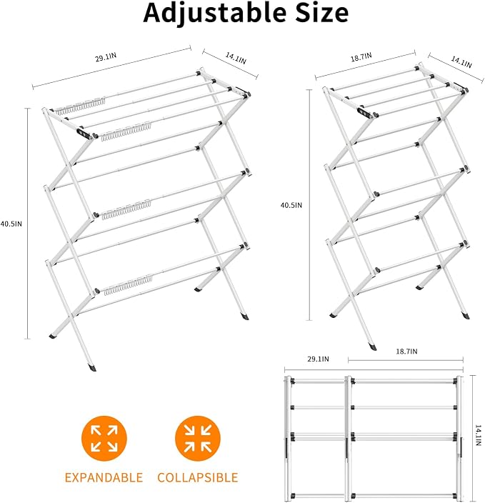 3 Tier Clothes Drying Rack, Foldable Drying Rack Clothing, Indoor & Outdoor - Image 4