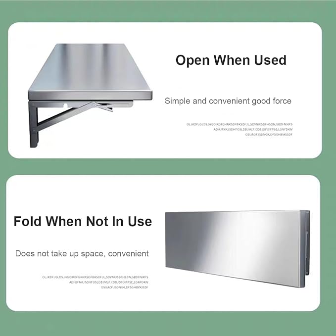 304 Stainless Steel Wall-Mounted Folding Table, Laundry Fold Down Table - Image 4