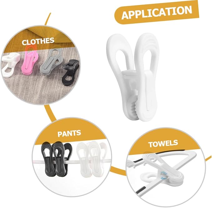 IMIKEYA 20pcs Clothes Hanger Clips Plastic Clips Multi-use Laundry Organizer - Image 9