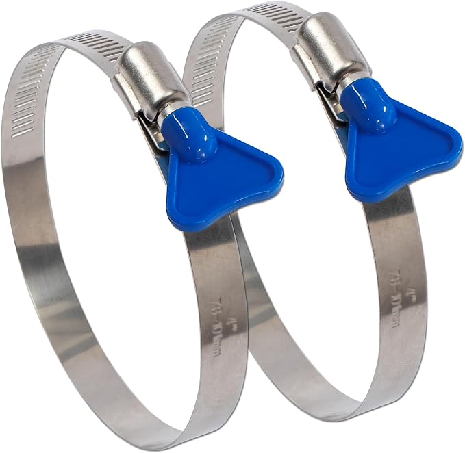 ISPINNER 2pcs 4 Inch Key-Type 304 Stainless Steel Worm Gear Hose Clamps - Image 2