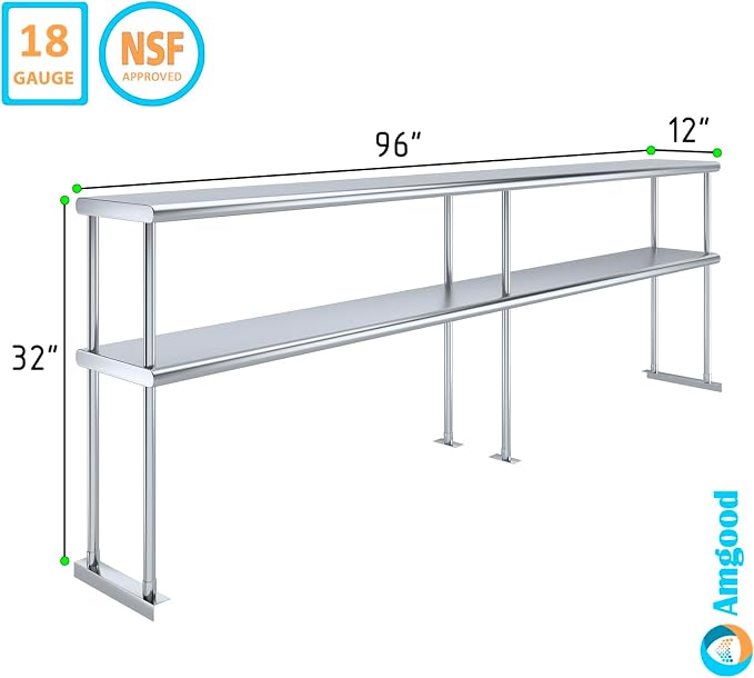 AmGood Double OverShelf Stainless Steel NSF - Image 3