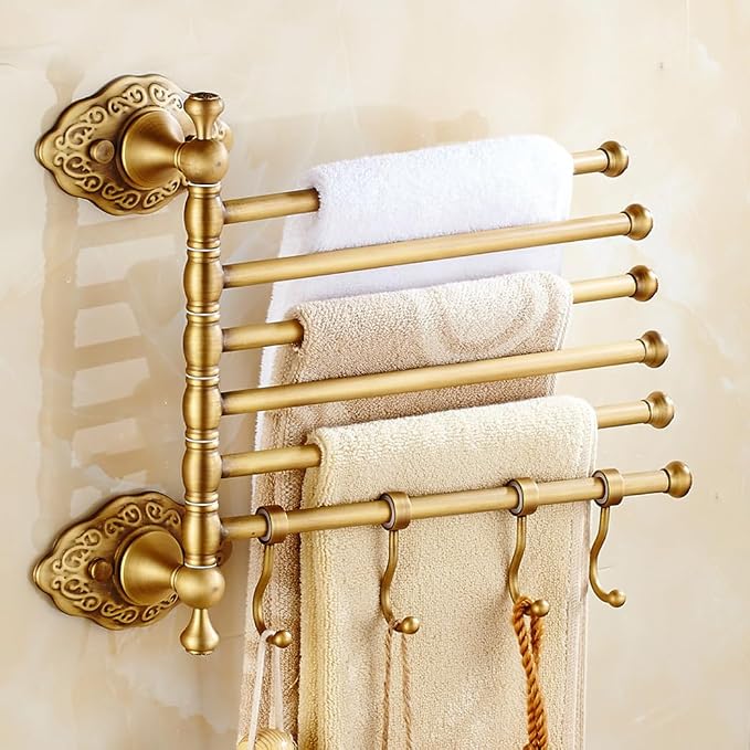 Swing Out Towel Bar Brass Gold Brushed Finished, Towel Rack - Image 4