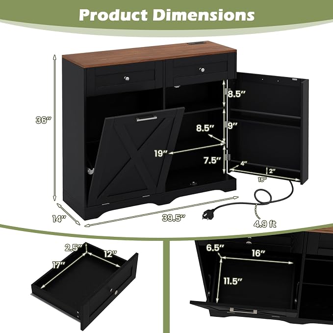 LOKO Tilt Out Trash Can Cabinet, Kitchen Island - Image 3