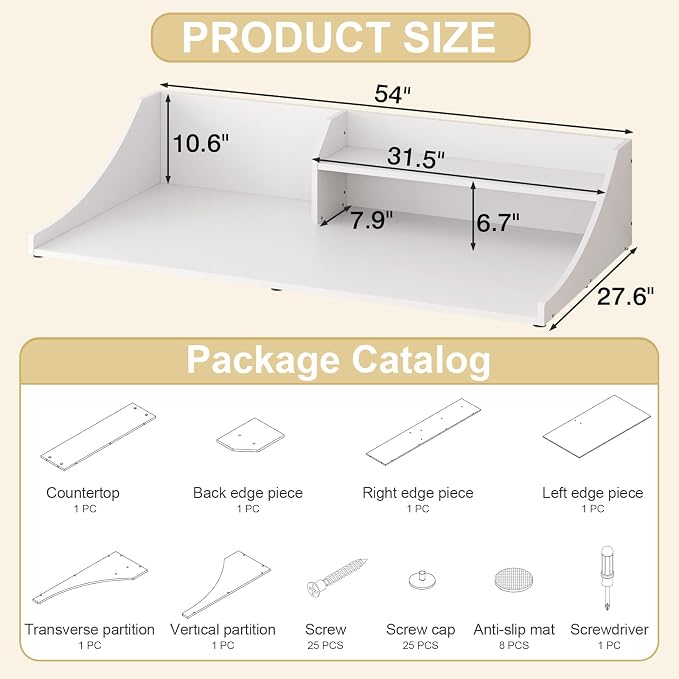 54'' Laundry Room Organization, 2-Tier Washer and Dryer Countertop - Image 2