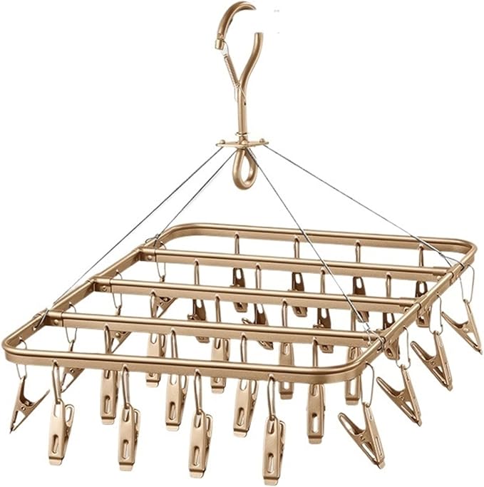 Aluminum Drip Hanger with 26 Clips, Sock Drying Rack, Wind-Proof Hook, by Unknown