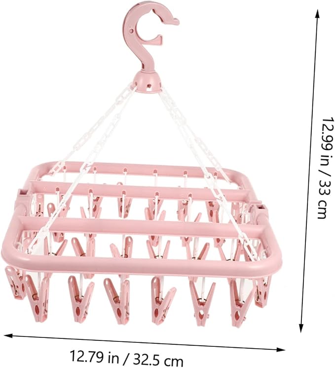Foldable Drying Rack with Clips Space-Saving Plastic Clip Laundry Hanger - Image 5