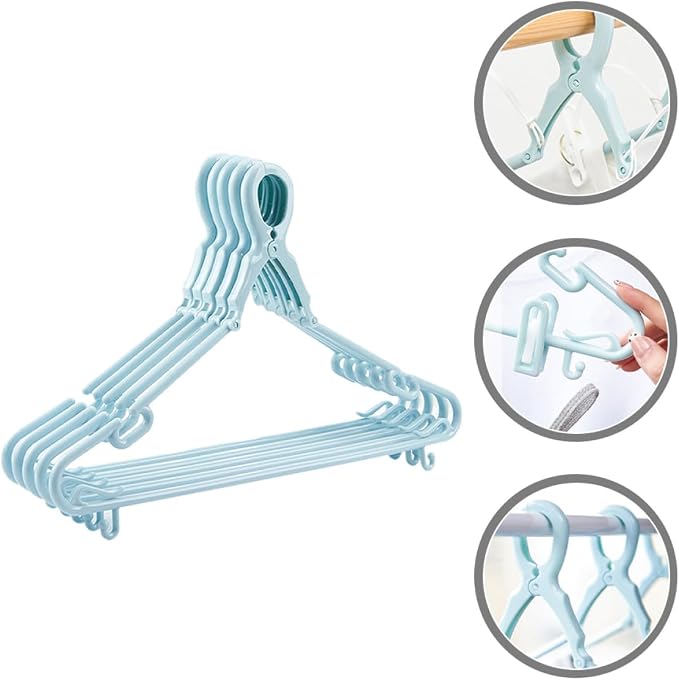 Windproof Clothes Hangers Set of 5 Thick Plastic Non-Slip Cloth Organizer - Image 4