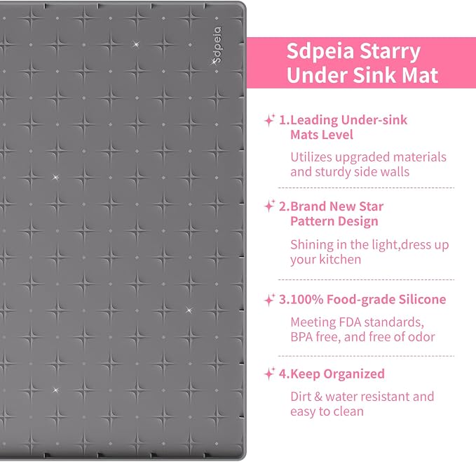 Sdpeia Under Sink Mat 22"×22" Waterproof Silicone Cabinet Liner & Sink Protector - Image 3