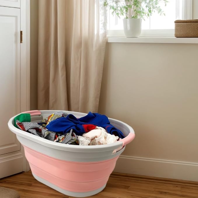 SAMMART Collapsible Plastic Oval Laundry Basket - Image 4