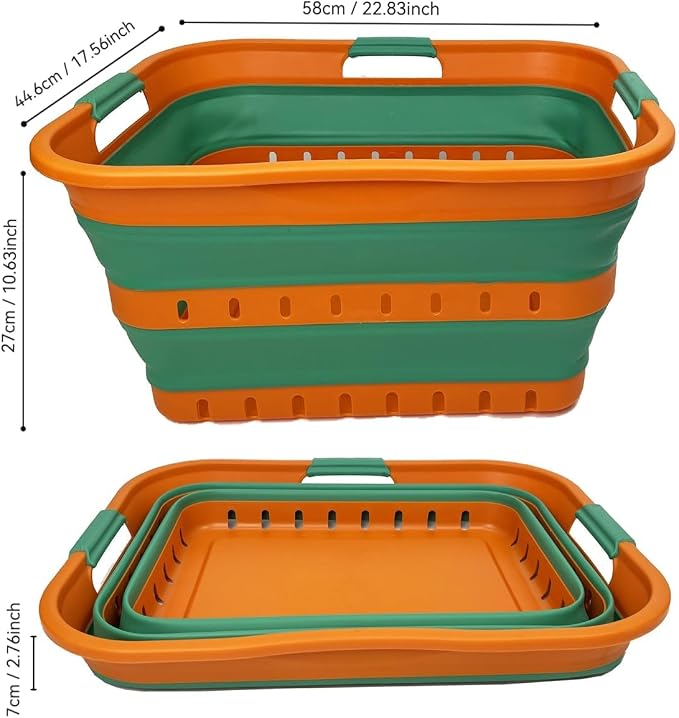 SAMMART 42L Set of 2 Plastic Foldable Storage Basket/Container - Image 3