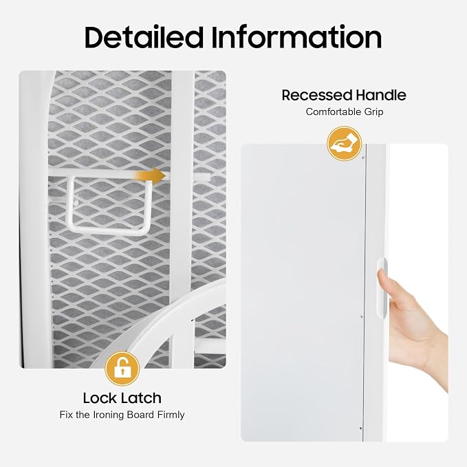 Wall-Mounted Ironing Board Cabinet, Built in Swivel Ironing Board Folding - Image 7