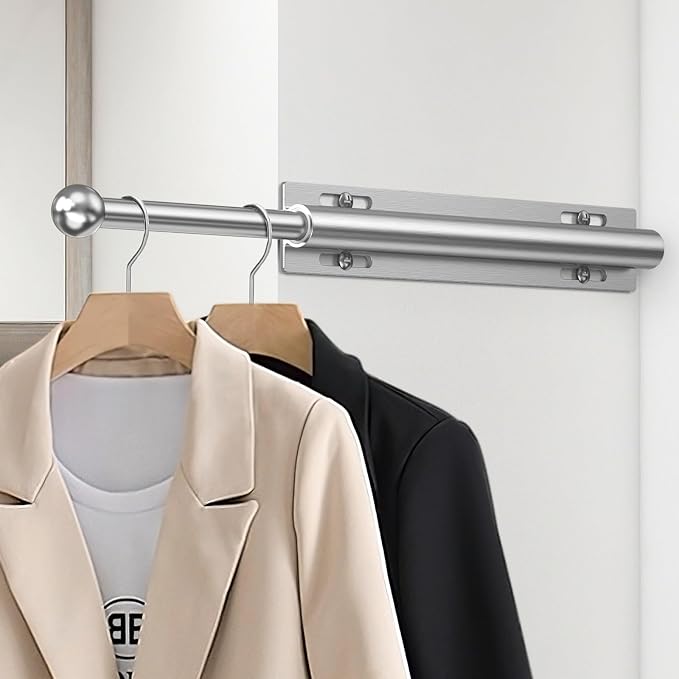 16.5" Valet Rod for Closet Pull Out, Retractable Slide Out Valet Rod Closet - Image 2