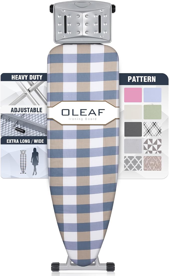 oleaf Ironing Board with Cover and Thicken Pad 43 x 13 Height Adjustable Full by oleaf
