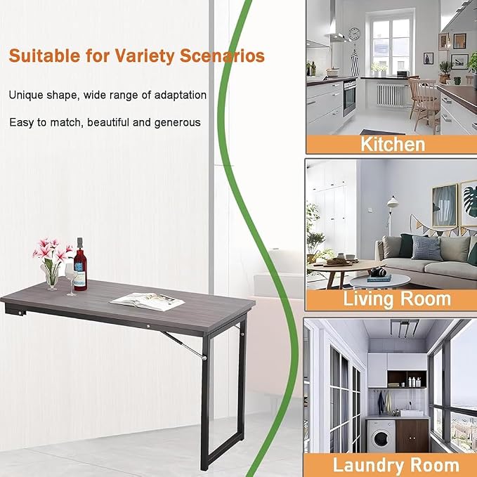 40" x 20" Wall Mounted Folding Desk Laundry Folding Table Flip-up Dining Table - Image 5