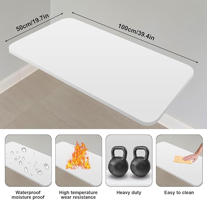Wall-Mounted Folding Table -Folding Wall Table 100X50cm/39.4"×19.7", - Image 2