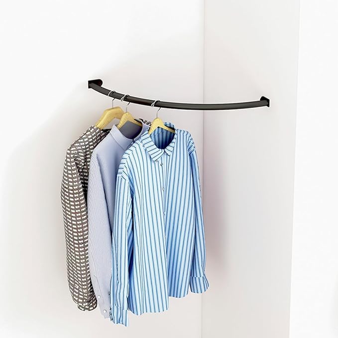 Corner Hanging Bar, Iron Wall Mounted Corner Clothing Rack, Space-Saving by Unknown