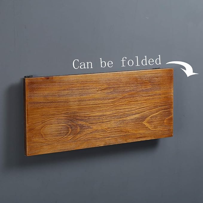 Tianman Industrial Rustic Folding Wall Mounted Workbench Drop Leaf Table - Image 2