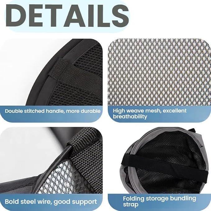 2Pack Mesh Pop Up Laundry Hamper, Two Sided Hamper Foldable Collapsible - Image 2