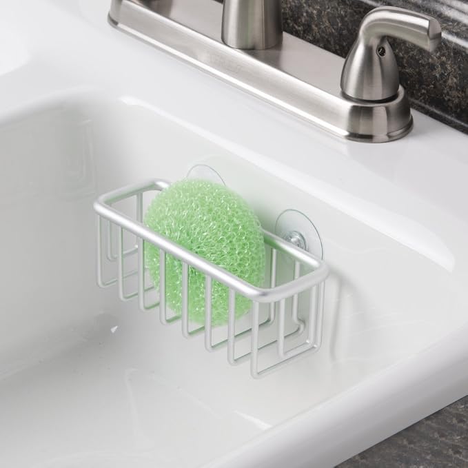 iDesign Metro Rustproof Aluminum Suction Sponge Holder - Image 2