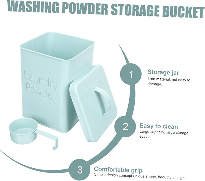 Laundry Powder Storage Bucket Lid Portable 1 Set Laundry Soap Container - Image 5