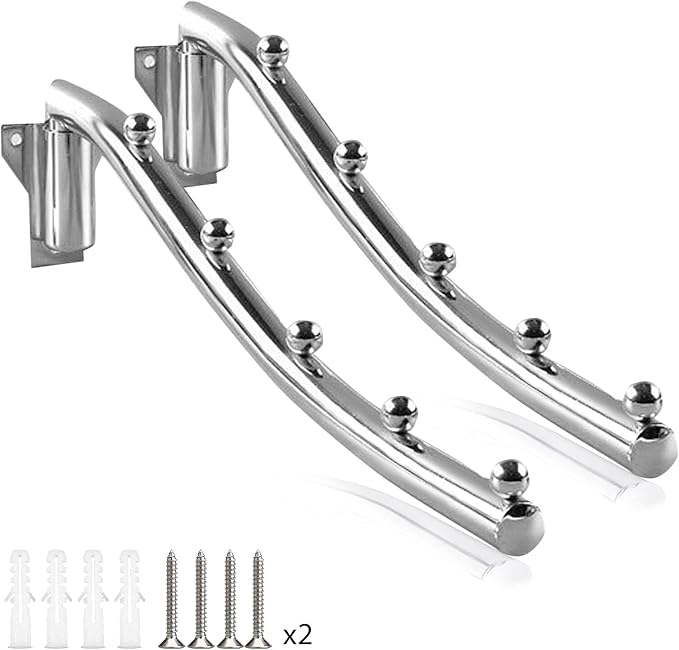 2 Pack Stainless Steel Clothes Hanger Rack Wall Mount, Folding Garment Hook by Unknown