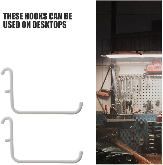 4pcs White Metal Pegboard Bracket Hooks - Image 9
