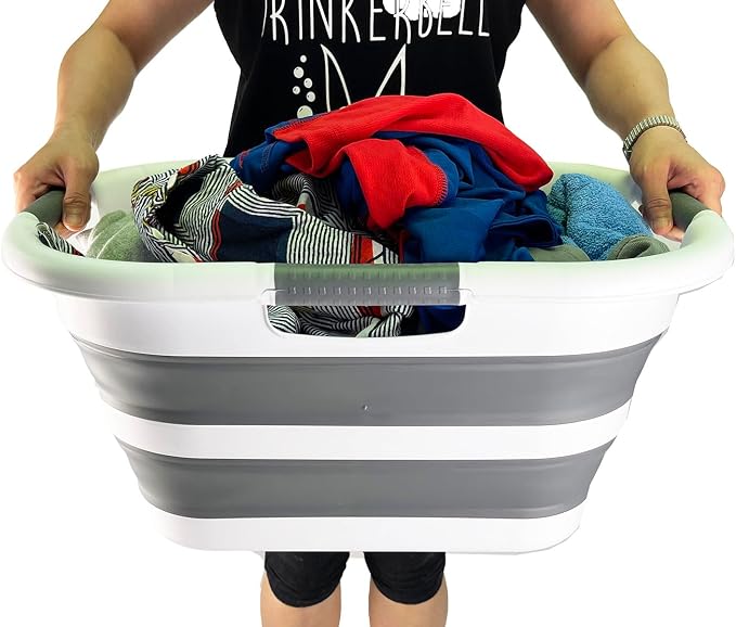 SAMMART 30L Collapsible Plastic Laundry Basket/Washing Tub - Image 5