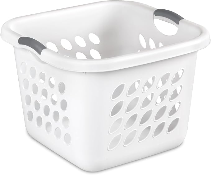 1.5 Storage Bushel Square Laundry Basket Plastic, Laundry Hamper White by Unknown