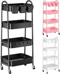 Black 4 Tier Rolling Cart Metal by Recximi