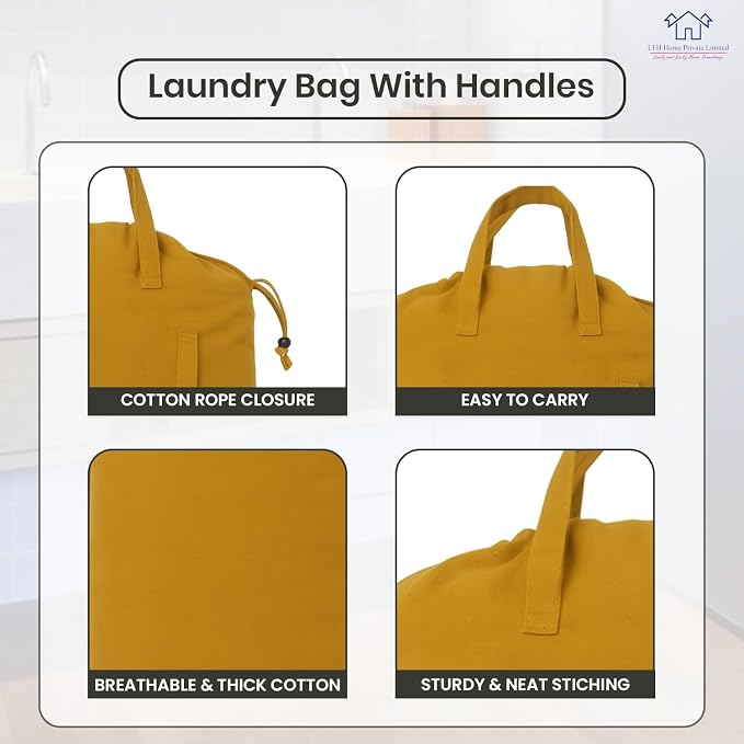 LFH Home Large Premium Cotton Canvas Laundry Bag - Image 3