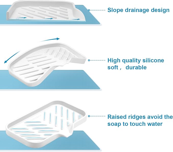 SUBEKYU Silicone Kitchen Soap Tray, Sink Tray - Image 3