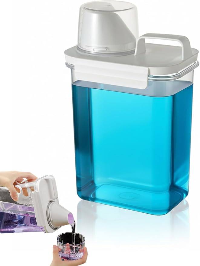60.8OZ Clear Laundry Detergent Dispenser, Double Sealed Storage Container by Unknown