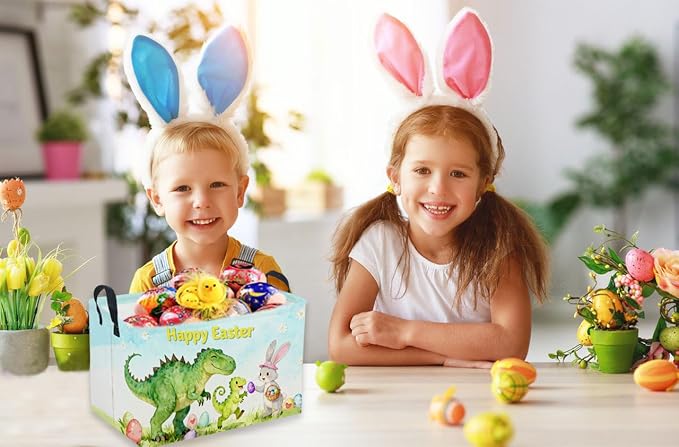 Sanjiaofeng Rectangular Easter Dinosaur Basket Dinosaur Storage Bins, Cute - Image 6