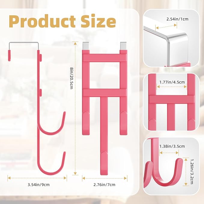 Over The Door Hooks, 2 Pack Heavy Duty Triple-Hook Door Hanger Hooks - Image 3