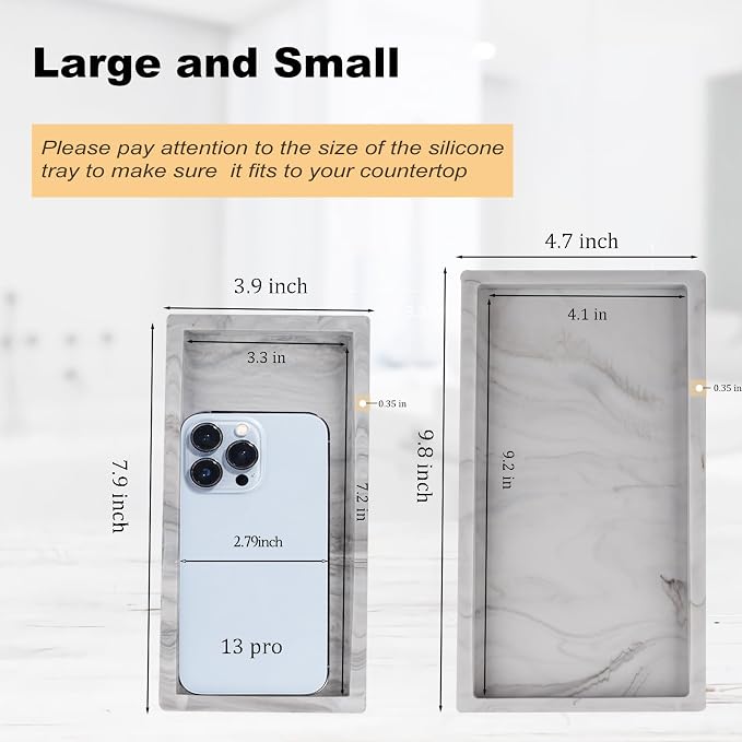 Bathroom Tray, Small Vanity Tray Silicone Soap Dish Sponge Holder Kitchen Sink - Image 6
