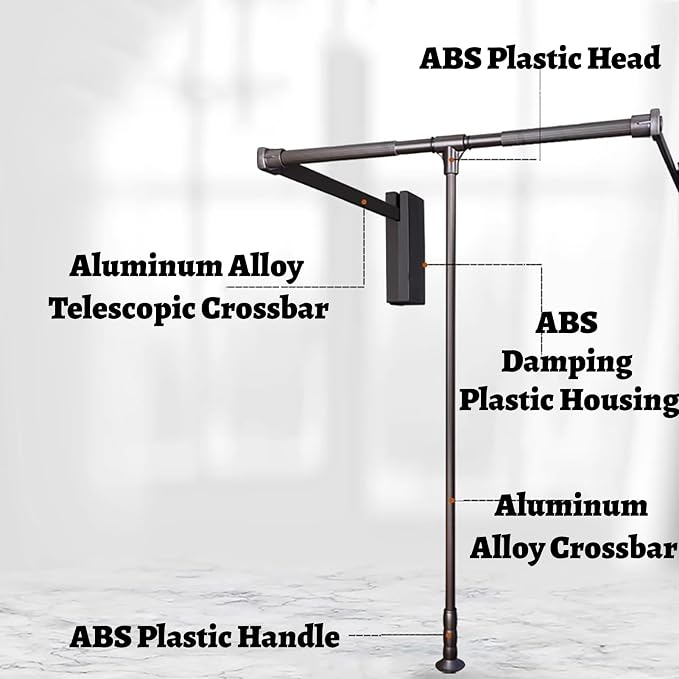Pull Down Closet Rod for Hanging Clothes, Wardrobe Bracket Metal Pole Holders - Image 2