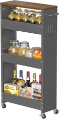 Slim Storage Cart, 4-Tier Kitchen Rolling Cart Narrow Storage Cabinet by CHLORYARD
