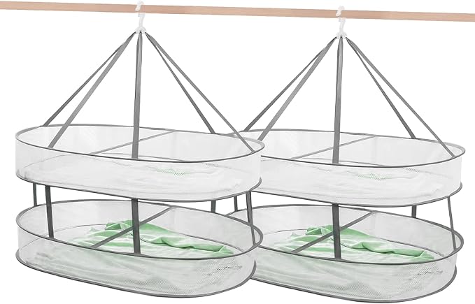 2 Tier Clothes Drying Rack Foldable, 31.5" Mesh Clothes Hanging Dryer, Space by WEISGJA