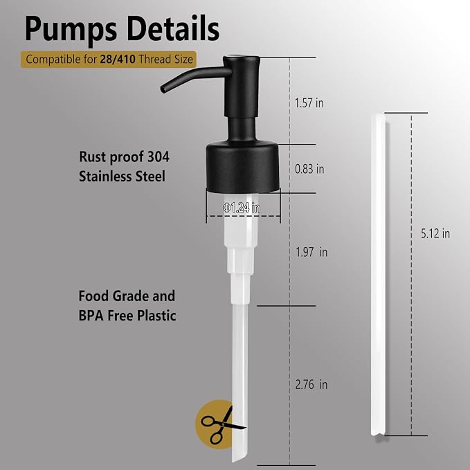 Amoliar Mason Jar Liquid Soap Dispenser Pump, Stainless Steel Replacement Pump - Image 2