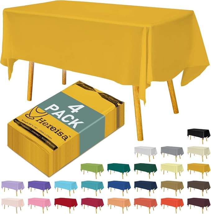 Disposable Plastic Tablecloth 54x108 Inch Rectangle by Hereisa