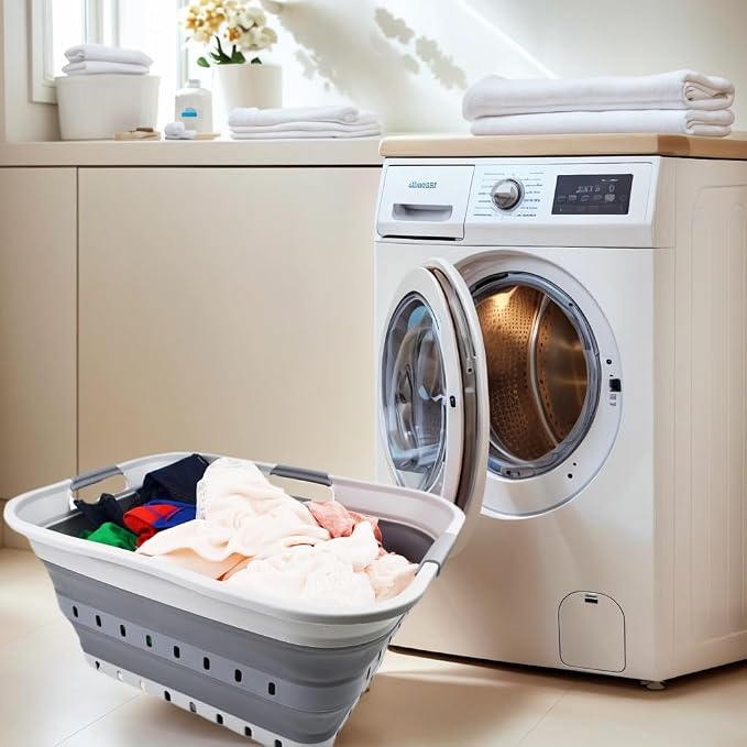 SAMMART 42 Collapsible Plastic Laundry Basket, Foldable Pop Up Storage - Image 2